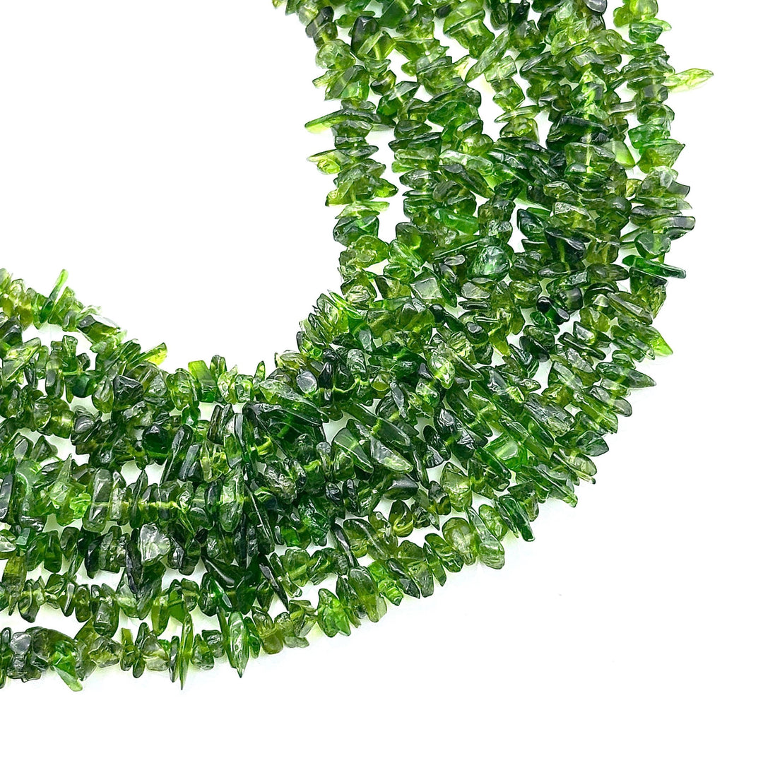 AAA Chrome Diopside Uncut Beads Strand, Chrome Diopside Chips Beads for Jewelry Making, 16" Inch Green Uncut Chip Beads, Freeform Uncuts