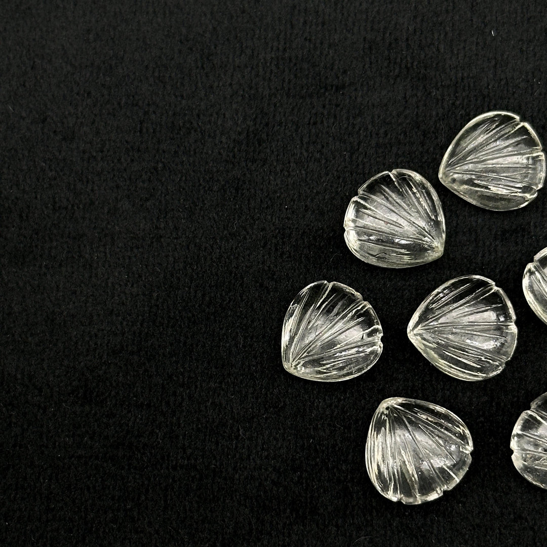 Natural Crystal Quartz Carved Shell Shape Beads, 12 MM Shell Beads, Carved Gemstone, Seashell Charm Gemstone, Hand Carved Shell Charms Beads