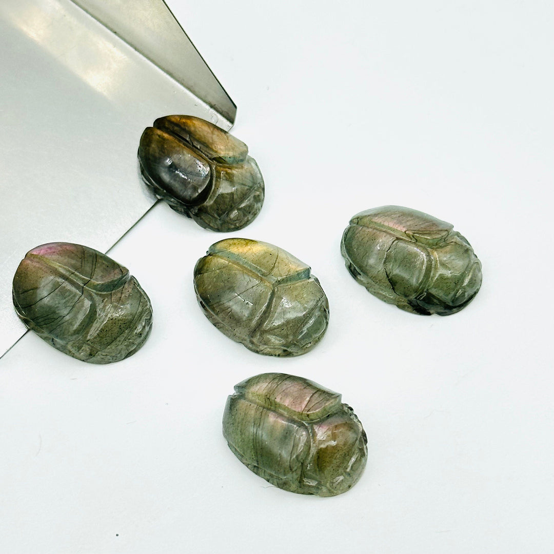 2,3,4,5,6 pcs Natural Labradorite Scarab Face Carved Gemstone, Fancy Shape Scarab Carving, Hand Carved loose Gemstone for Jewelry 16X12
