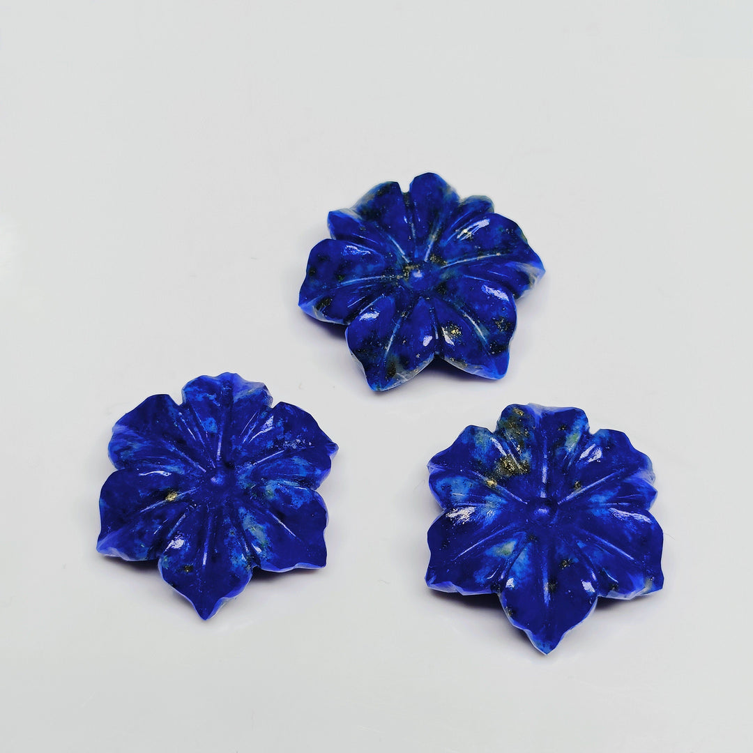 1,2,3,4,5 pcs 100% Natural Lapis Lazuli Flower Shape Carved Gemstone, Flower Shape Carving, Carved Gemstone For Jewellery 19 mm