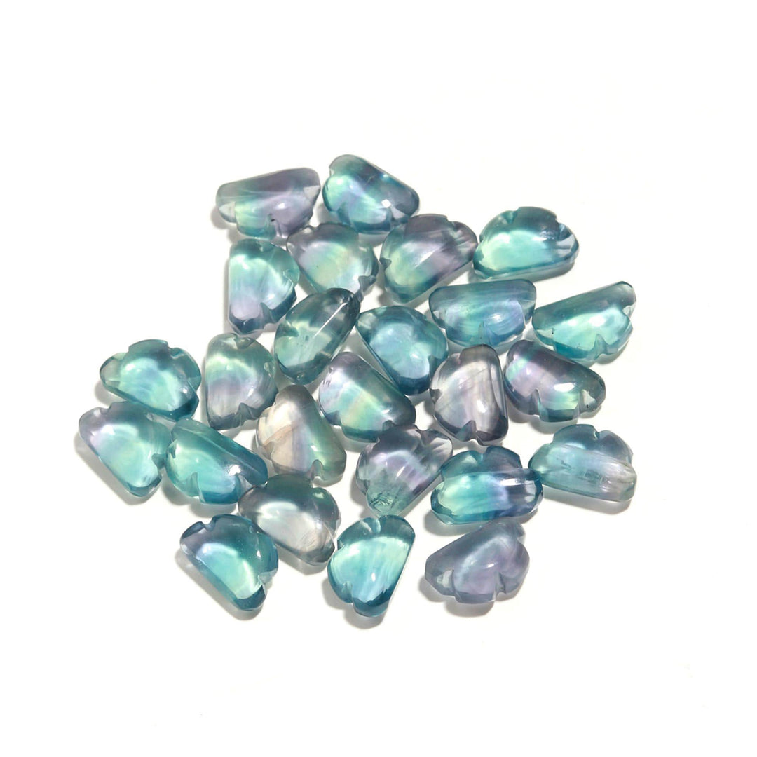 Green Fluorite Clouds Shape Beads, Multi Fluorite Smooth Cloud Shape Beads, Carved Cloud Gemstone Charms, 12 MM, Loose Carved Briolettes