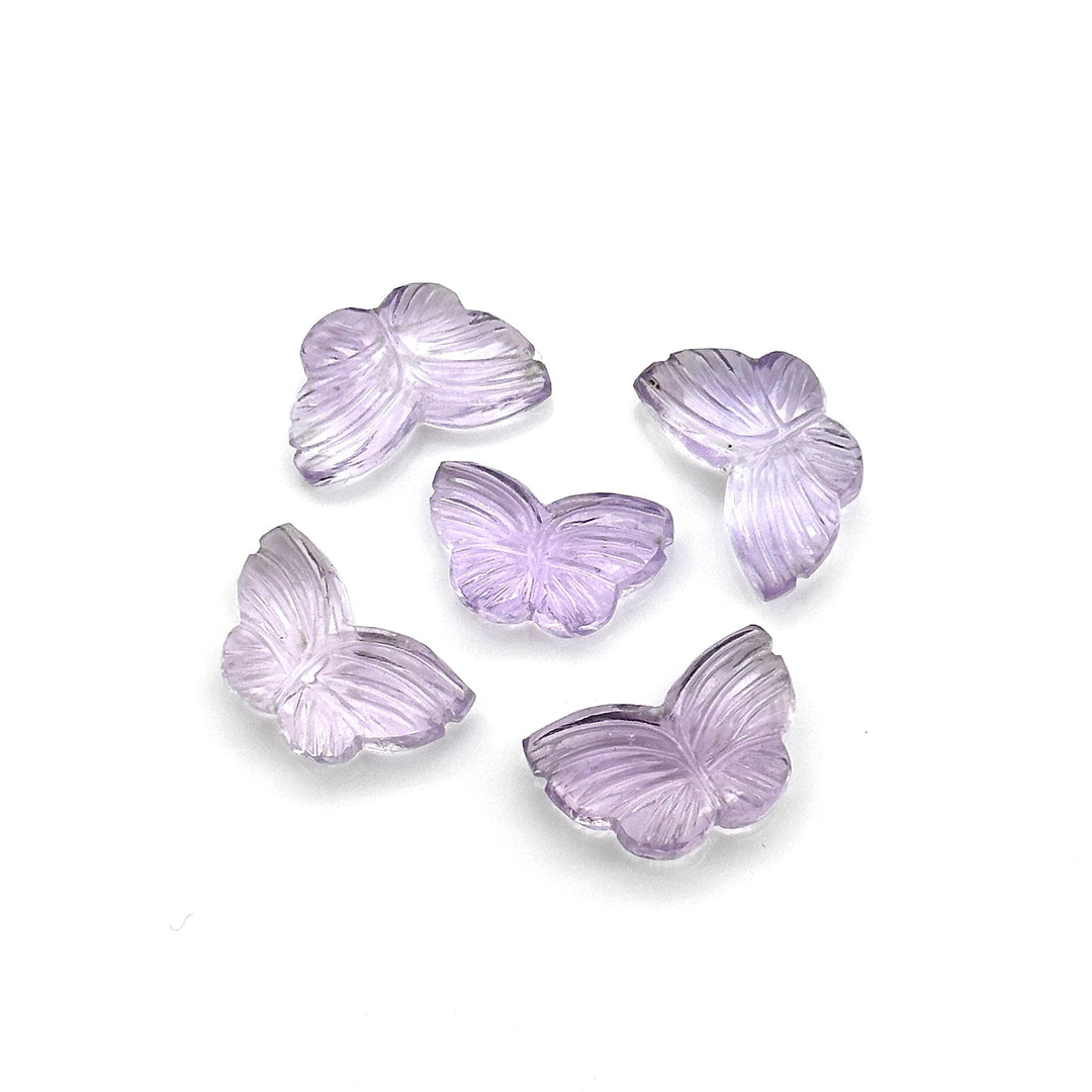 Carved Pink Amethyst Butterfly Charm: Handmade Gemstone Briolette (18 MM)