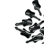 Load image into Gallery viewer, Natural Black Onyx Guitar Shape Beads, Tiny Black Onyx Guitar Shape Hand Carved Gemstone, 26 MM, Miniature Guitar Gemstone, Tiny Charms