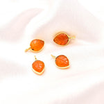 Load image into Gallery viewer, Natural Carnelian Leaf Shape Pendant 15mm, 925 Sterling Silver Gold Plated , Orange Quartz charms For DIY Jewelry