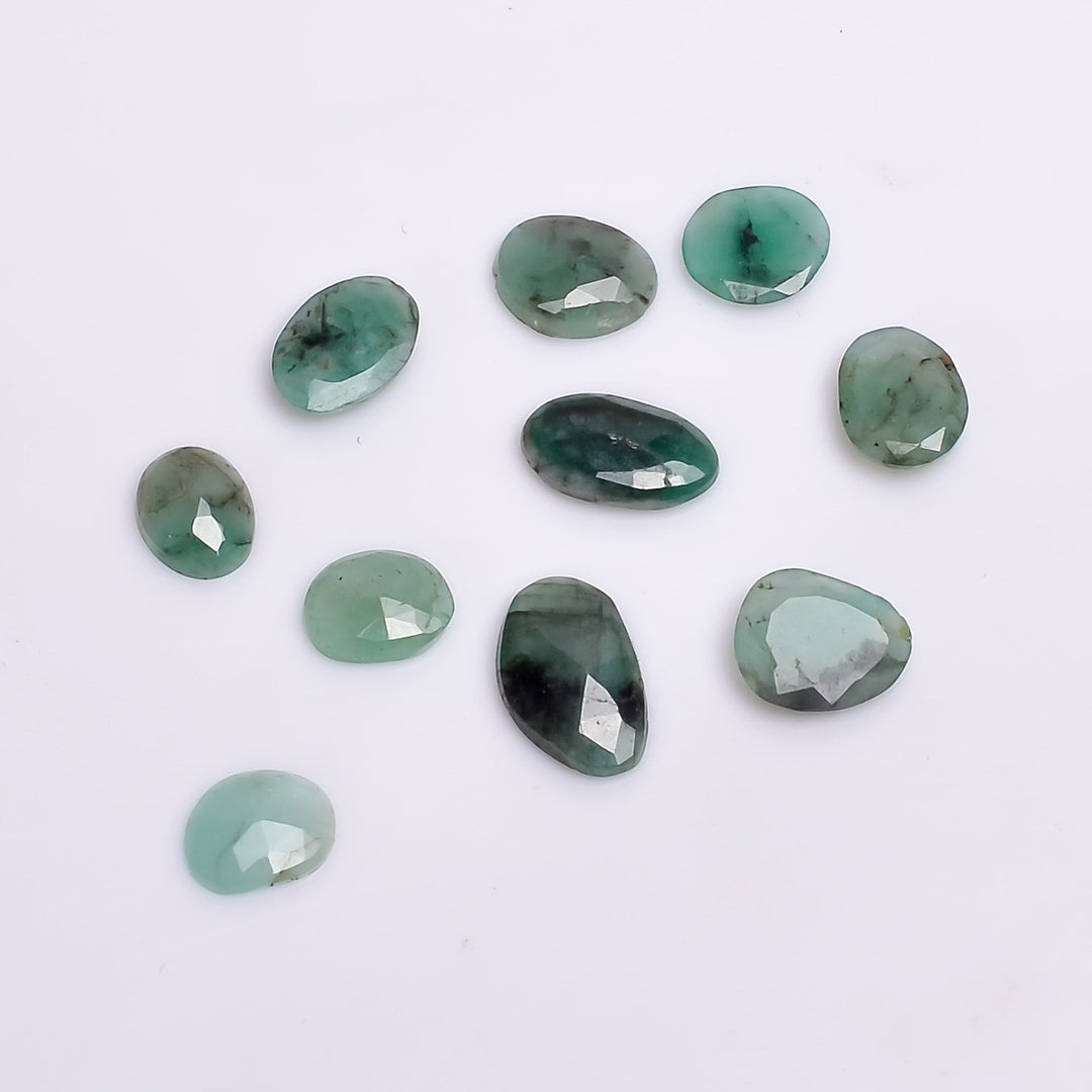 2 pcs A-one Quality Emerald freeform Rosecut, faceted rosecut, gemstone for jewelry, jewelry making rosecut 5X7 6X10 mm