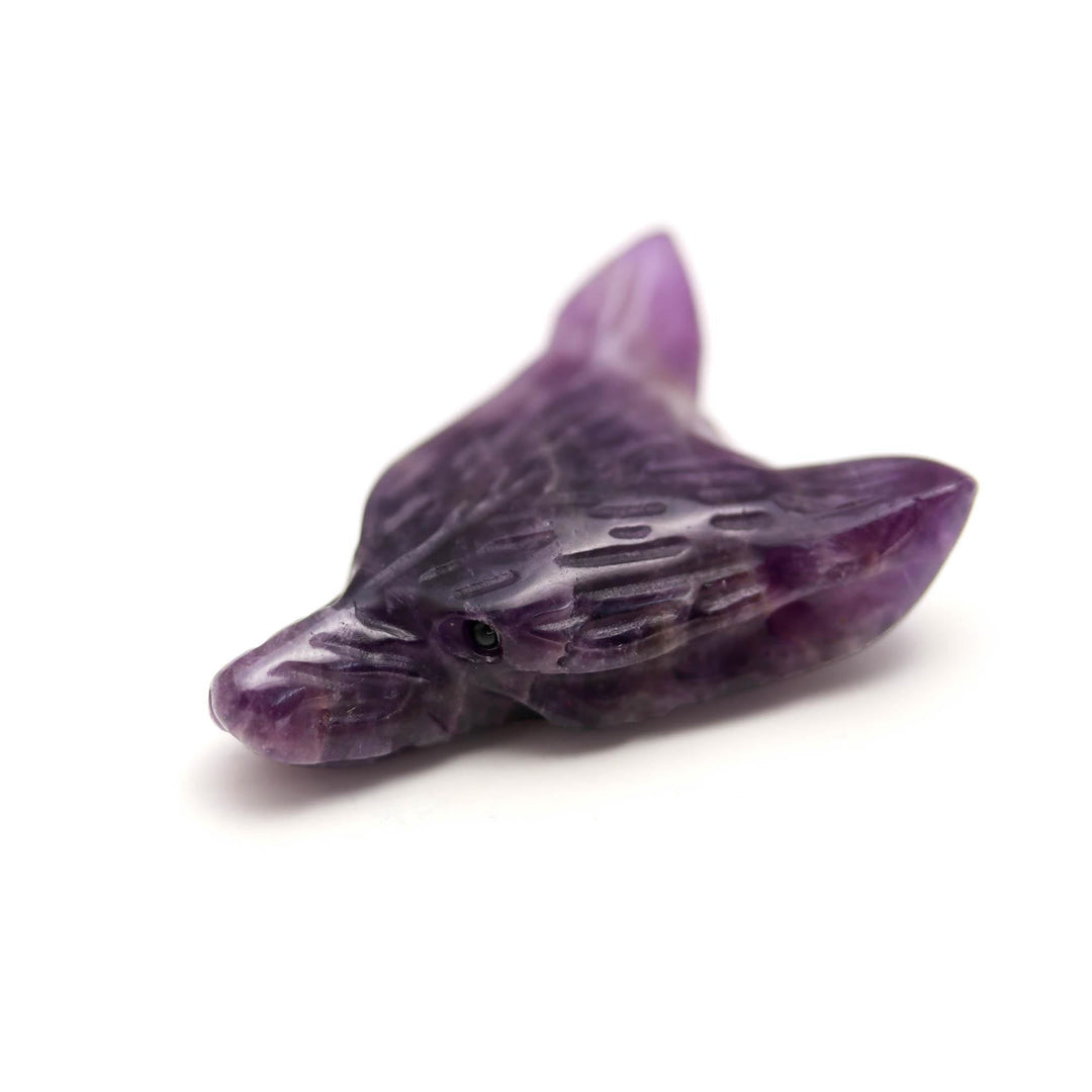 Natural Amethyst Fox Head, Reiki Healing Crystal Gifts, Jewelry Making Gemstones Side Drill from Ear, Head Carved Beads, February Birthstone