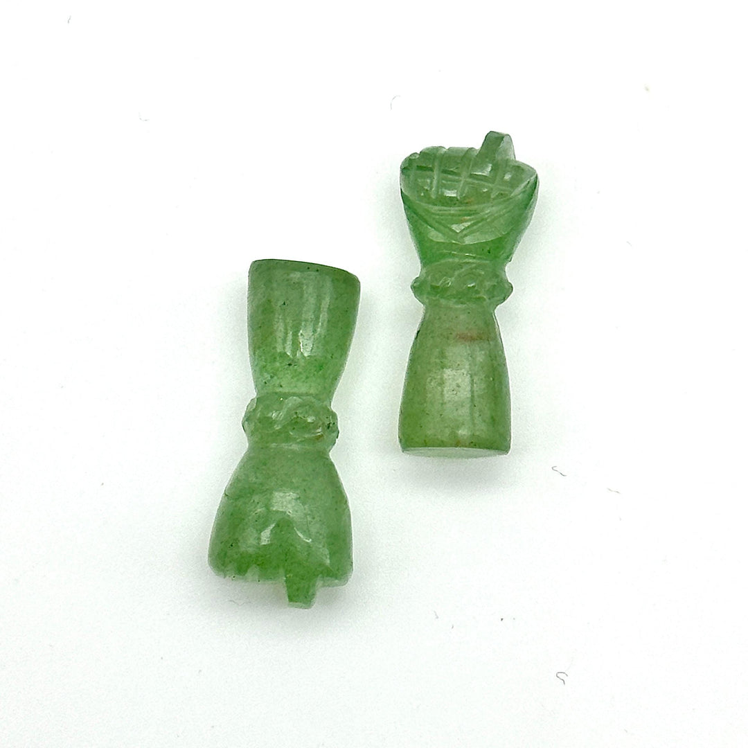 Natural Green Aventurine Hand Shape Carving, Aventurine Punch Shape Stone, 27 MM Loose Hand Fist Charm For Jewelry Making, Hamsa Charms
