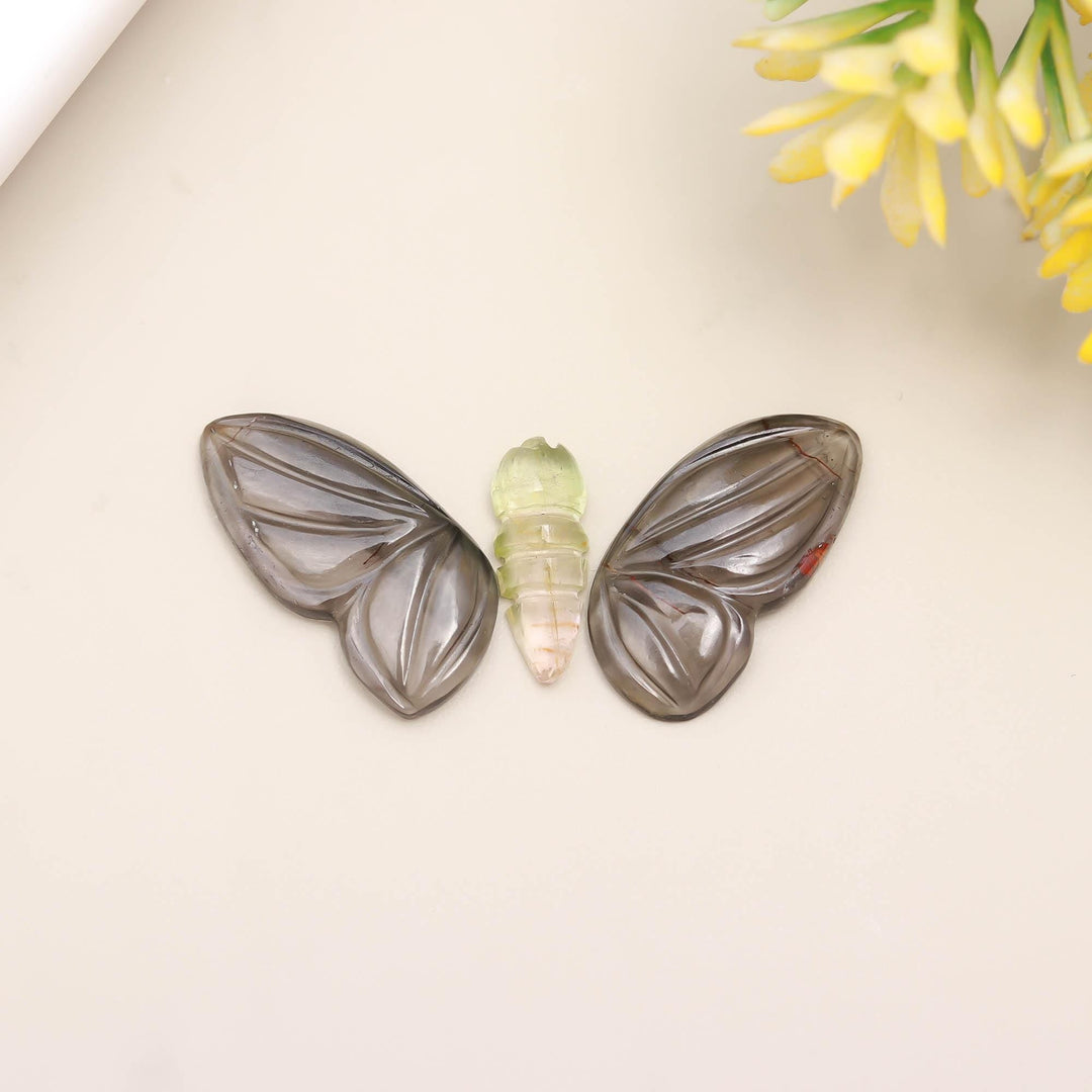 Pretty Tourmaline Butterfly Shape Gemstone, Natural Brown Tourmaline Hand Carved Butterfly Shape Beads, 19MM Loose 3 Stone, Beautiful Insect