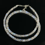 Load image into Gallery viewer, High Quality Rainbow Moonstone Beaded Necklace, Flashy Faceted Rondelle Beads Necklace, 4-6 MM Blue Fire Rainbow Gemstone Silver Necklace
