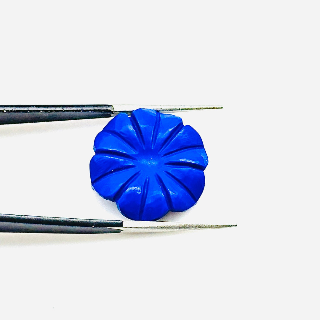 Dainty Lapis Lazuli Flower Shape Carved Gemstone, Blue Lapis Flower Shape Carving, Gemstone For Jewlery 17 mm, Craft Making Flower Charm