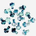 Load image into Gallery viewer, Multi Fluorite Cross Shape Beads ~ Healing &amp; Protection Gemstone Beads ~ Faceted Multi Fluorite Beads ~ 15 MM Fluorite Cross Charm Beads