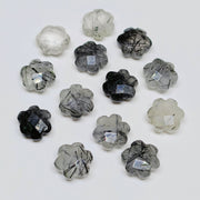 2,3,4,5 Pcs Natural Black Routile Hand Carved Flower Shape, Carved Flower Shape Gemstone For Jewellery, Flower Shape Gemstone, 10 mm