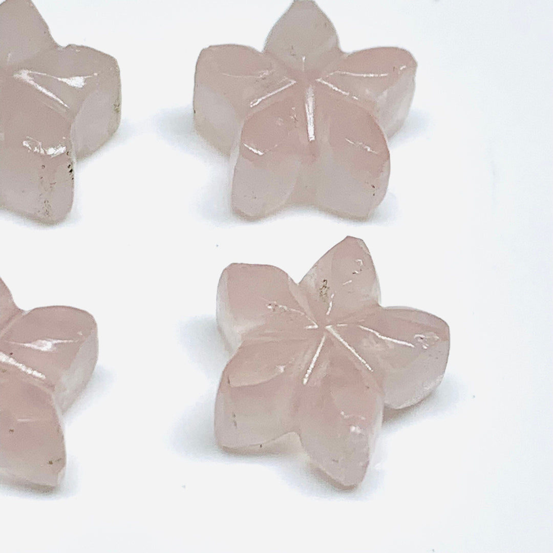 2,3,4,5 Pcs Natural Rose Quartz Hand Carved Flower Shape, Carved Flower Shape Gemstone For Jewellery, Flower Shape Gemstone, 10 mm
