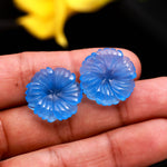 Load image into Gallery viewer, AAA Blue Chalcedony Overlapped Flower Shape Stone, Hand Carved Blue Chalcedony Flower Gemstone for Jewelry Making, 20 MM Crystal Gifts