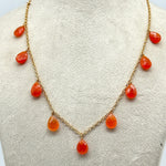 Load image into Gallery viewer, Natural Carnelian Pear Shape Beads Necklace, Tourmaline Drop Chain Necklace, Pear Gemstone Necklace, Faceted Pear Chain Necklace For Women's