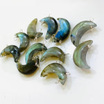 Load image into Gallery viewer, Flashy Labradorite Moon Shape Charm Beads, Smooth Labradorite Moons, 925 Silver Jewelry Making Charms, 17 MM Labradorite Moon Charms Beads