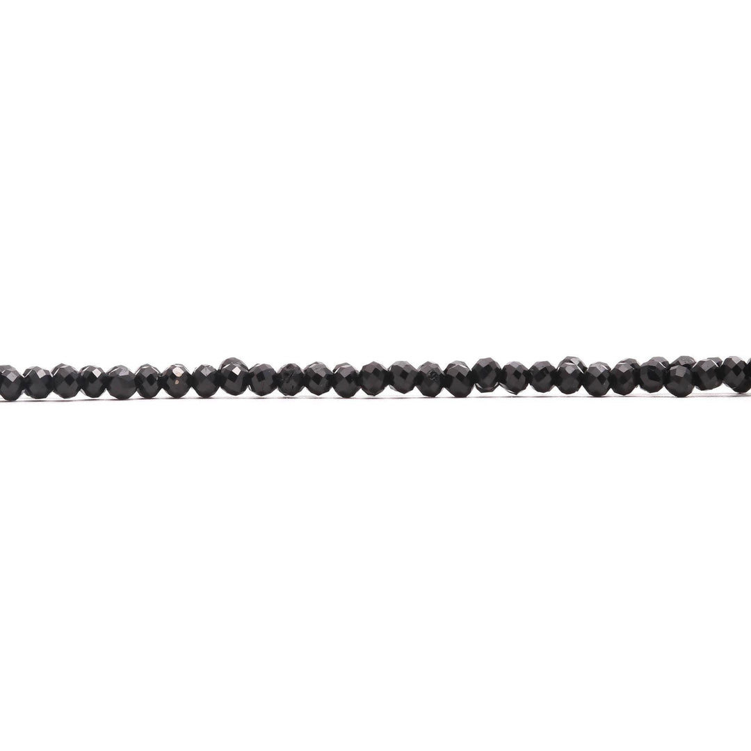Black Tourmaline Faceted Round Beads, Natural Black Tourmaline Micro Beads, 2 MM Beads for Jewelry Making, 13 Inches, Wholesale Beads