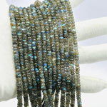 Load image into Gallery viewer, Flashy Labradorite Faceted Rondelle Beads, Natural Blue Fire Labradorite Beads, 4 mm MM Black Rainbow Beads, Wholesale Jewelry Making Beads