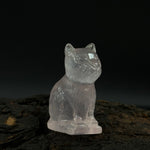 Load image into Gallery viewer, Rose Pink Quartz Cat Carved Gemstone, Egyptian Cat Carving, Feminine Energy and Healing Energy Rose Quartz Carving, Come Come Cat 30X17 mm