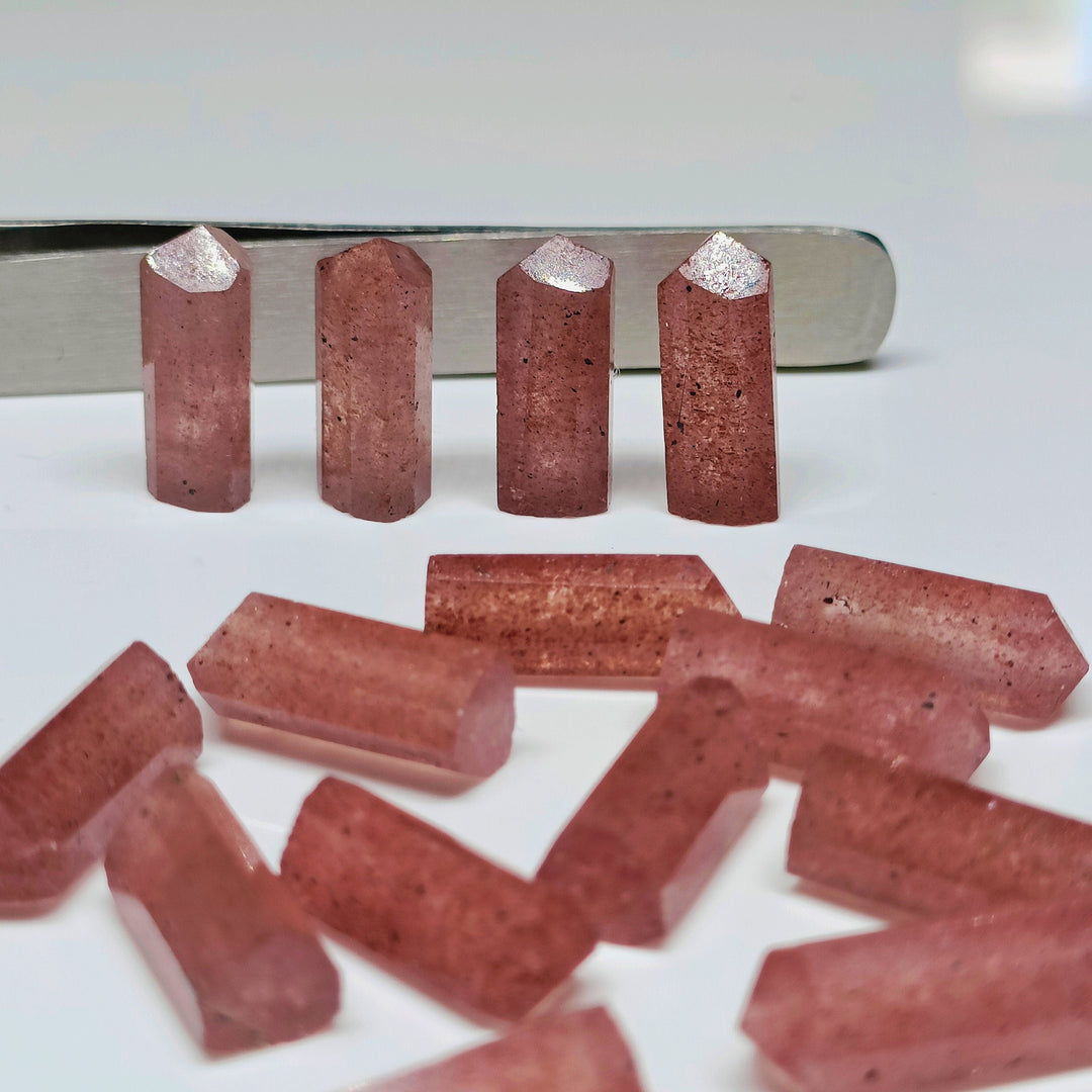 2,3,4,5,6 pcs 100% Natural Pink strawberry Faceted Pencil Shape Loose Gemstone, Pink strawberry Loose Gemstone, Gemstone for Jewlery 15X6 mm