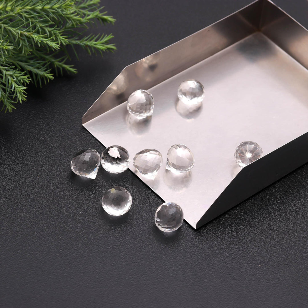 Natural Crystal Quartz Onion Shape Briolette's, Crystal Onion Shape Beads, Faceted Onion Carving for Jewelry, 10 MM, Wholesale Gemstone