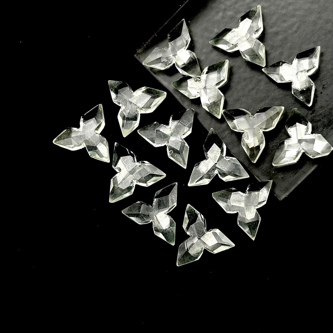 Crystal Quartz Ninja Star Carving Beads, Fancy Ninja Star Shape Gemstone Beads, 12 MM Jewelry Making Star Shape Briolette Beads