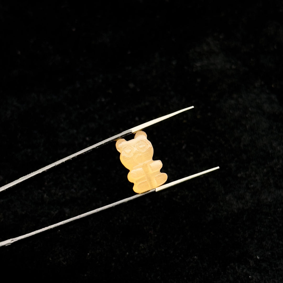 Beautiful Peach Moonstone Teddy Bear Gemstone, 10X15 MM Minimalist Carving Gummy Bear Beads For Jewelry, Loose Teddy Charm Beads For Jewelry