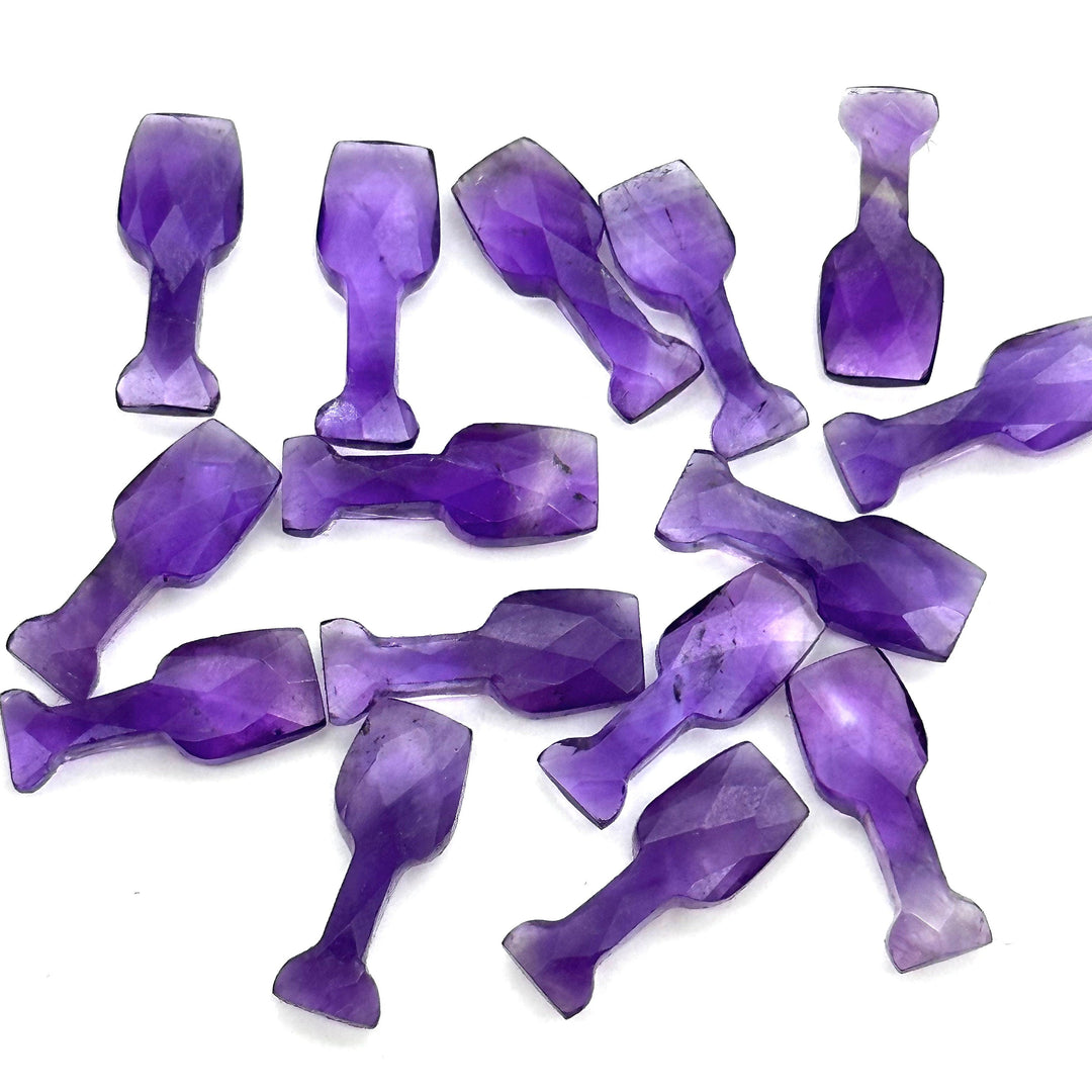 1,2,3,4,5 pcs Natural Amethyst Wine Glass Shape Faceted Gemstone, New Fancy Cut Briolettes, Purple Amethyst Hand Carved Gemstone 8X20 MM