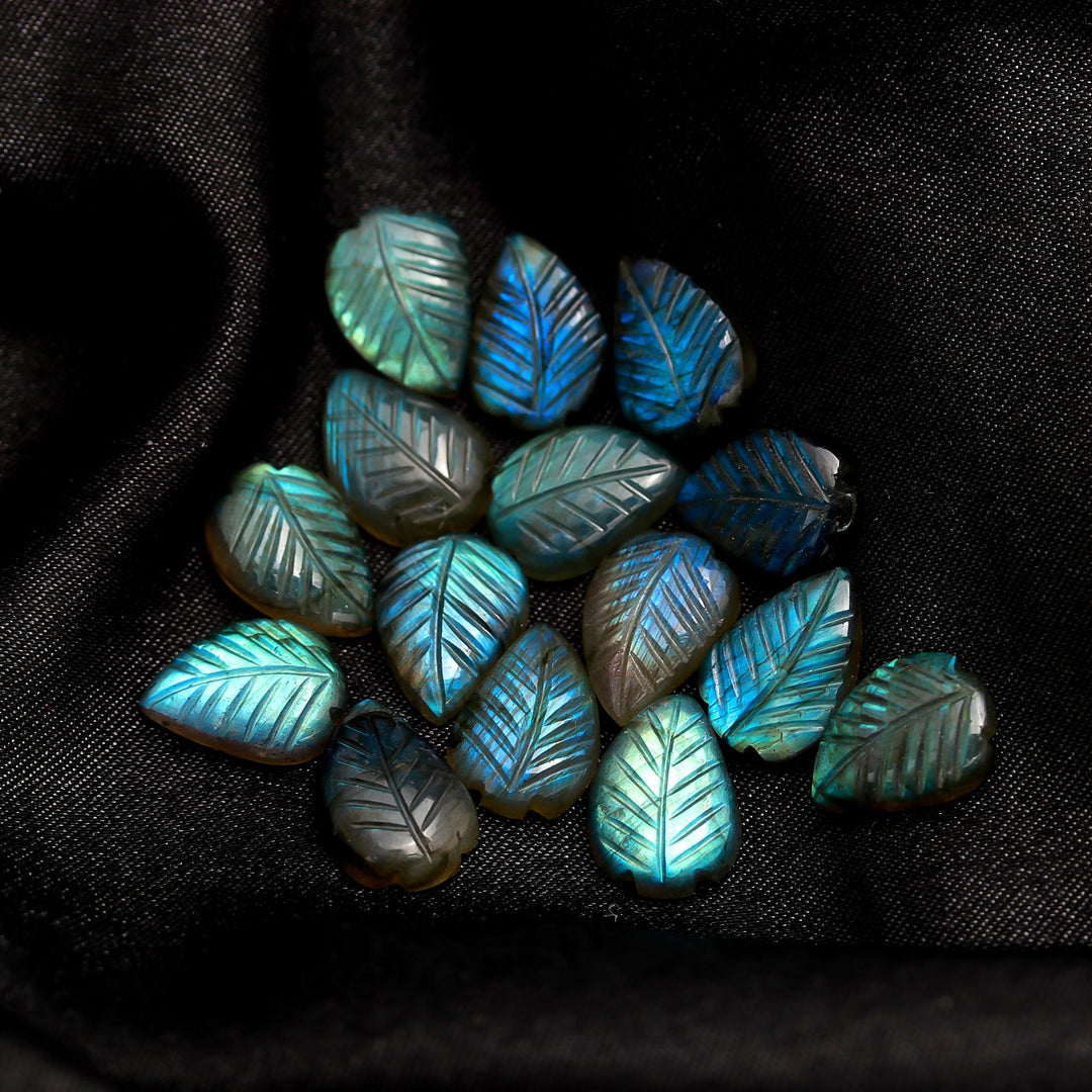 Flashy Labradorite Leaf Shape Beads, Carved Labradorite Leaf Shape Beads, 17 MM Loose Leaf Charms for Jewelry Making, Leaf Carving Gemstone