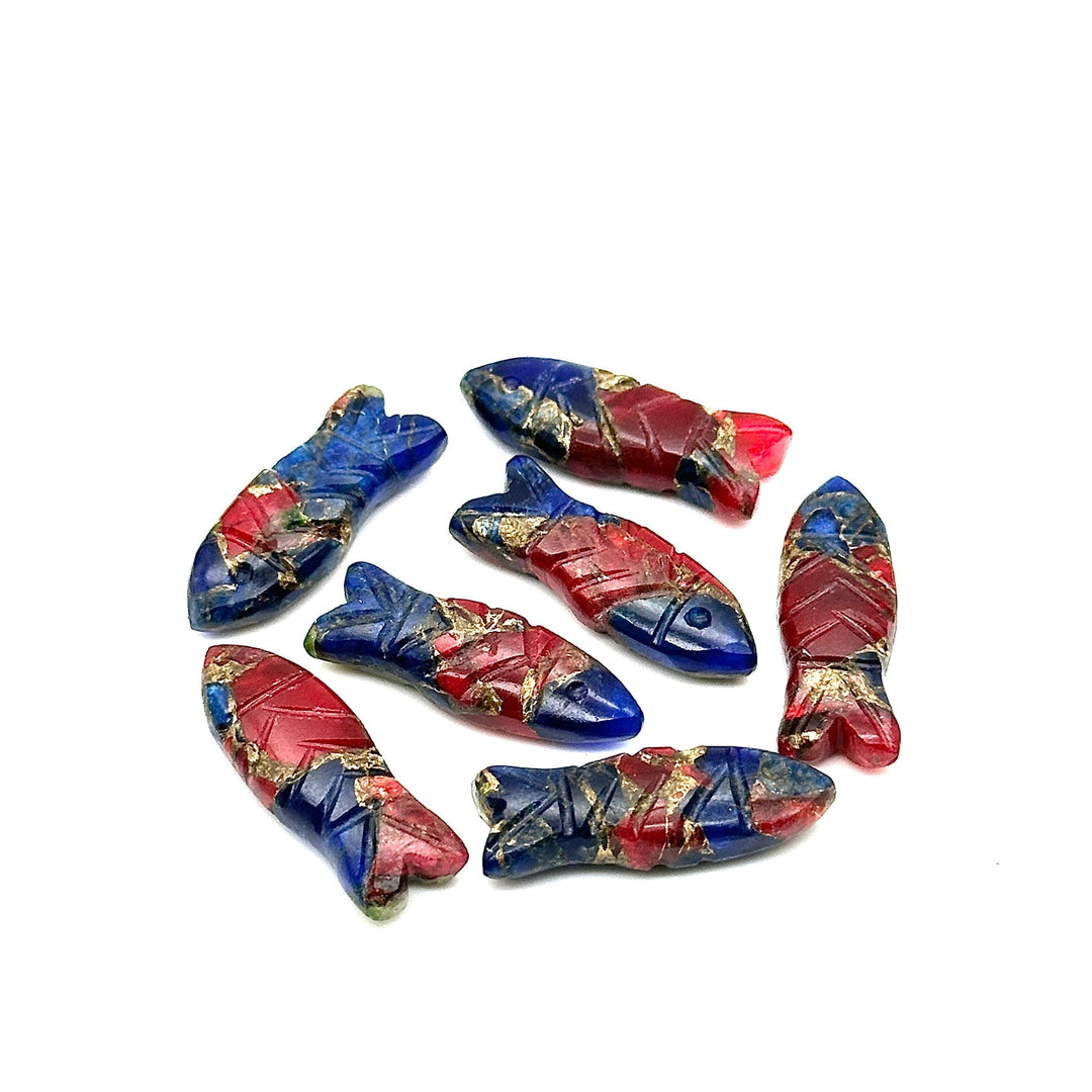 Rare Blue Red Copper Turquoise Fish Shape Gemstone, AAA Turquoise Fish Shape Beads, Crystals Fish for Jewelry Making, Fish Charms, 23X9 MM