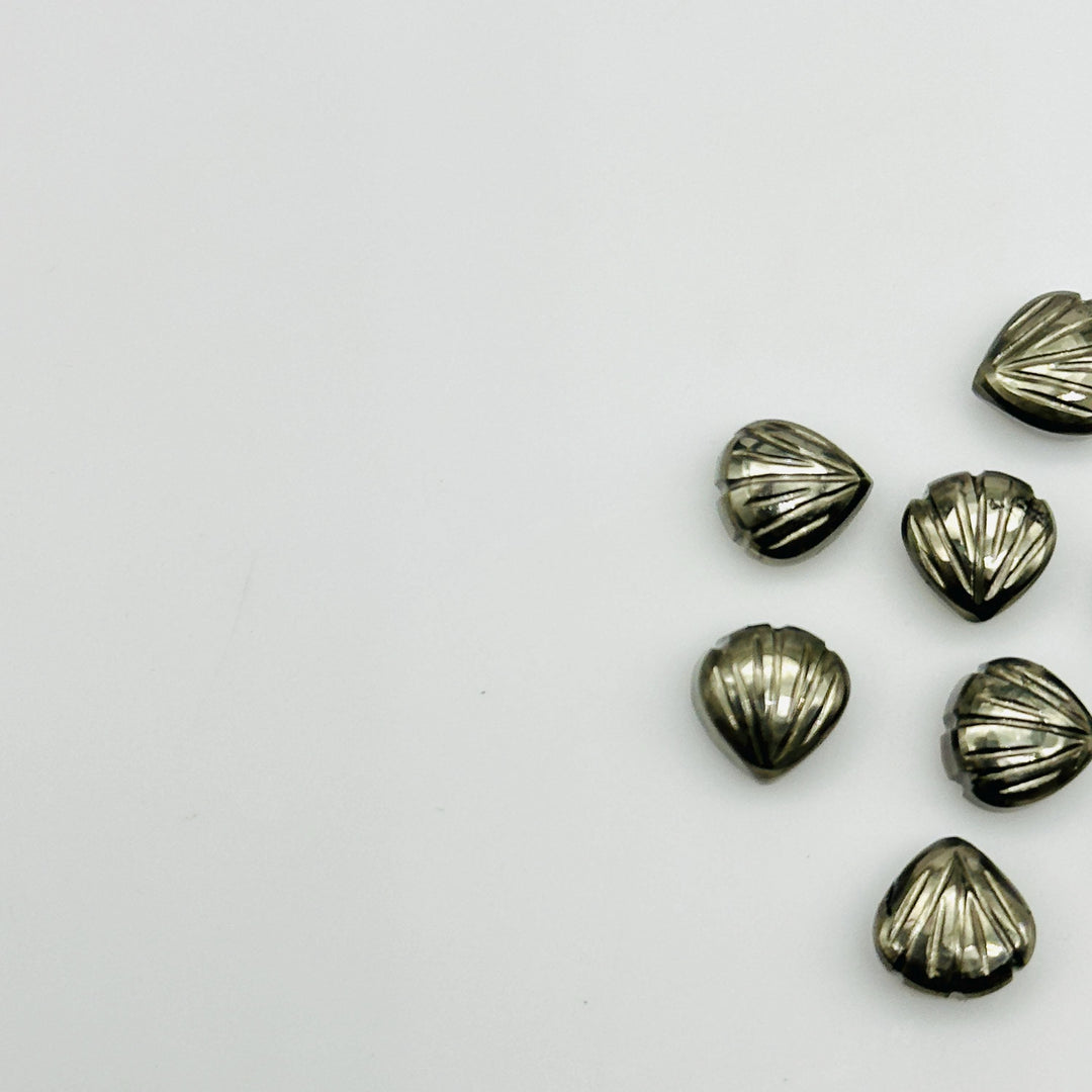 Hand Carved Pyrite Shell Beads: 8mm Gemstone Charms