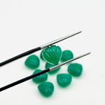 Load image into Gallery viewer, Natural Green Onyx Shell Beads, 8 MM Hand Carved Seashells, Tiny Carved Beads, Green Onyx Shell Charms, Jewelry &amp; Craft Making Gemstones