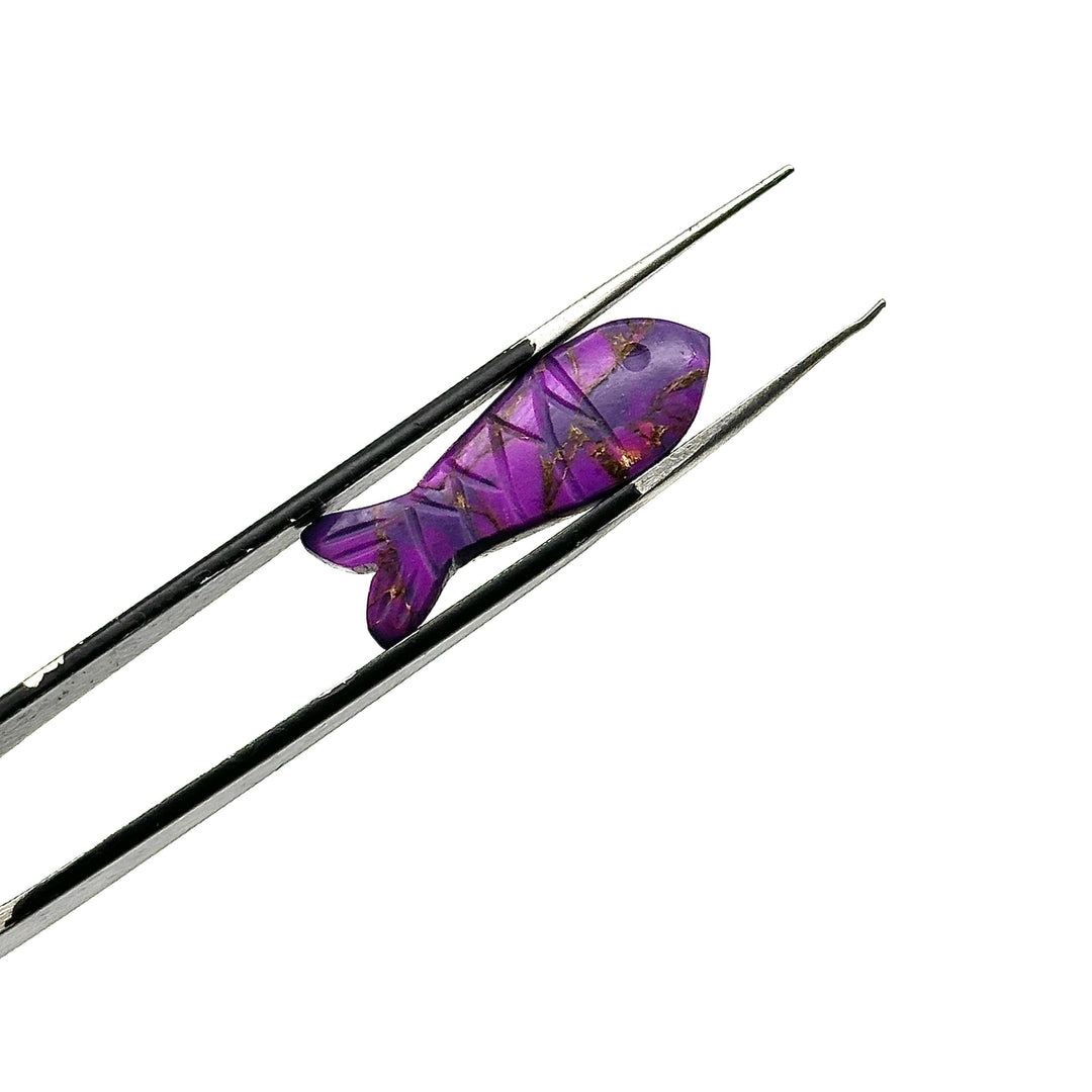 Mohave Purple Turquoise Fish Carving: Gemstone Jewelry Charm