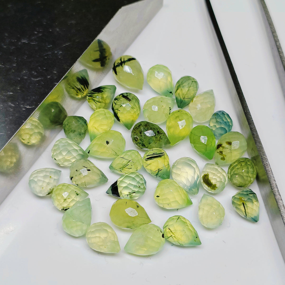 2,3,4,5,6 pcs 100% Natural Prehnite Drop Shape Gemstone, Natural Drop Shape Gemstone, Gemstone for Jewlery, 3X5- 7X4.5 mm (Approx)