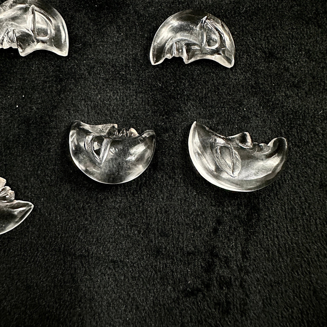 AAA Natural Crystal Moon Face, Crystal Quartz Hand Carved Beads, 18X13 MM, Jewelry Making Carving Gemstone, Chakra Healing Moon Charms