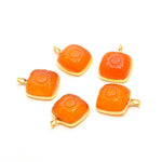 Load image into Gallery viewer, Natural Carnelian Flower Pendant 17mm, 925 Sterling Silver Gold Plated Orange Square Shape Charms For Making Jewelry
