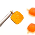 Load image into Gallery viewer, Natural Carnelian Flower Pendant 17mm, 925 Sterling Silver Gold Plated Orange Square Shape Charms For Making Jewelry