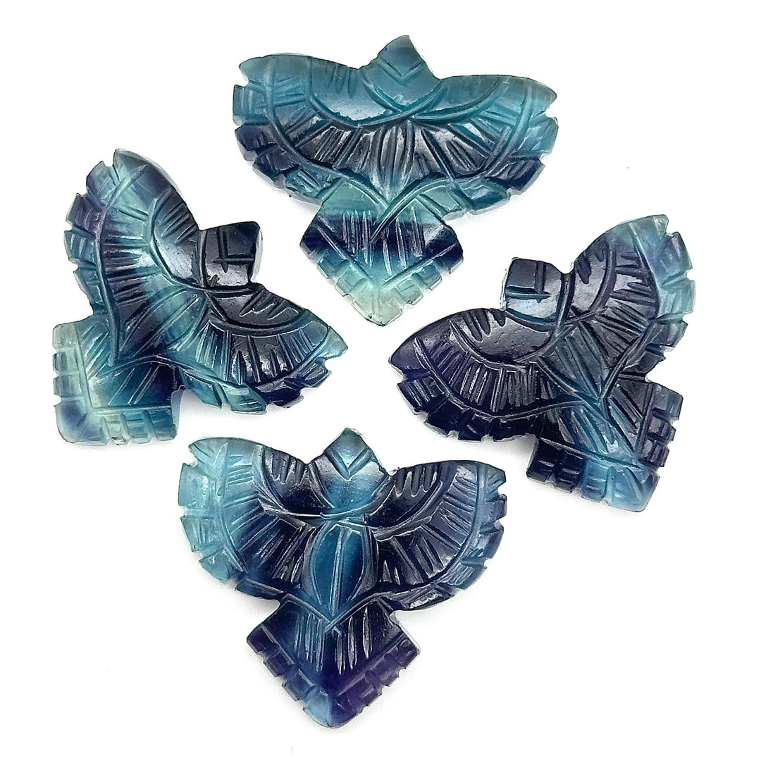 AAA Multi Fluorite Eagle Shape Stone, Natural Fluorite Hand Carved Eagle Shape Gemstone, Jewelry Making, Bird Shape Carving, 30 MM