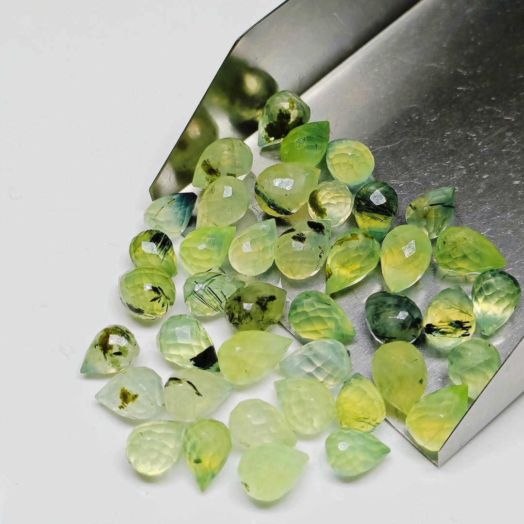 2,3,4,5,6 pcs 100% Natural Prehnite Drop Shape Gemstone, Natural Drop Shape Gemstone, Gemstone for Jewlery, 3X5- 7X4.5 mm (Approx)