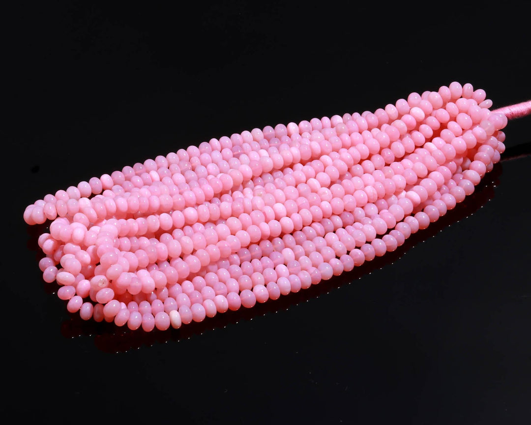 Pink Opal Smooth Rondelle Beads, Plain Opal Beads for Jewelry Making, Wholesale Loose Opal Beads, 8 MM Pastel Dyed Opal for Craft Making