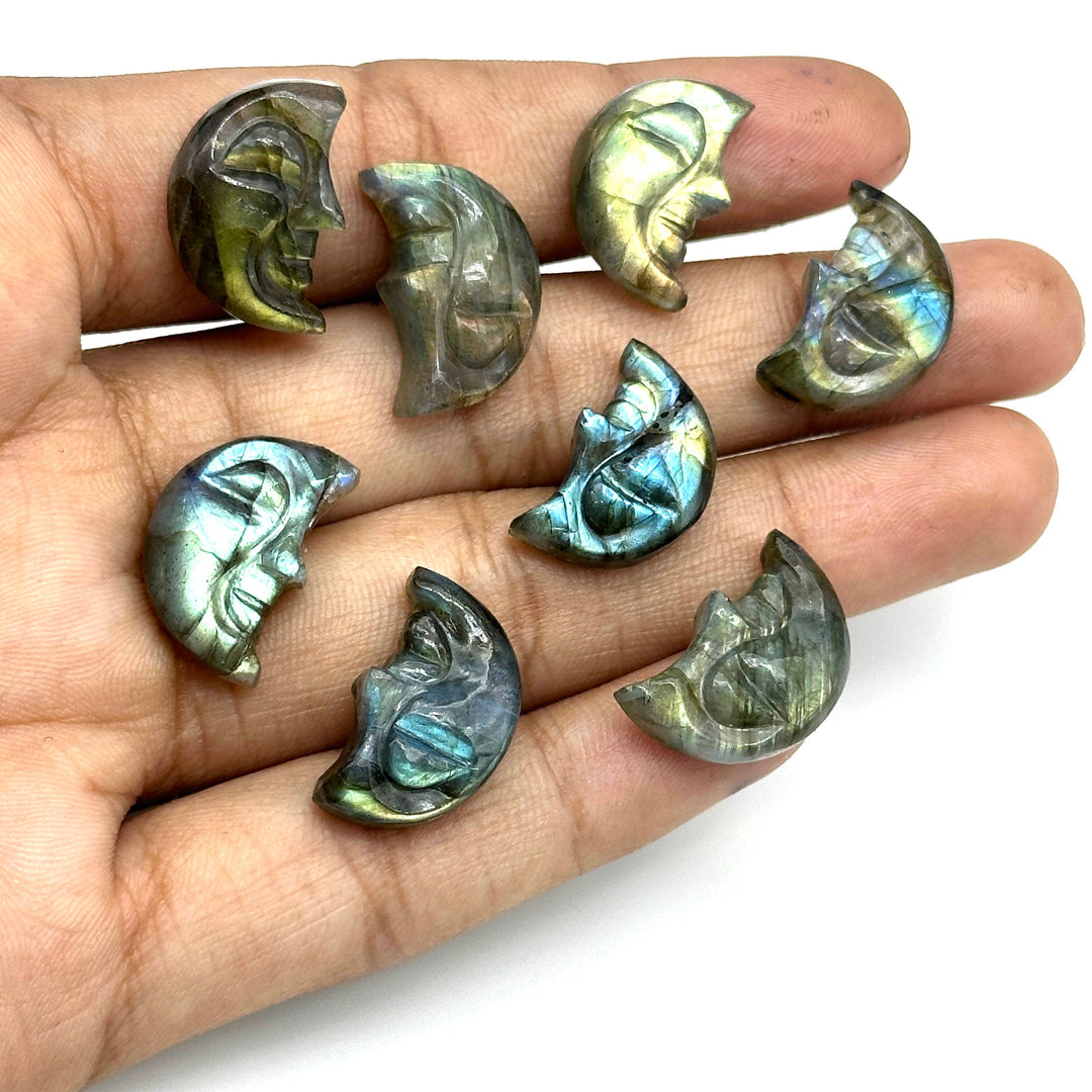 AAA Natural Labradorite Moon Face, Flashy Labradorite Carvings, 18X13 MM, Jewelry Making Carving Gemstone, Carved Face Crystal, Face Charm