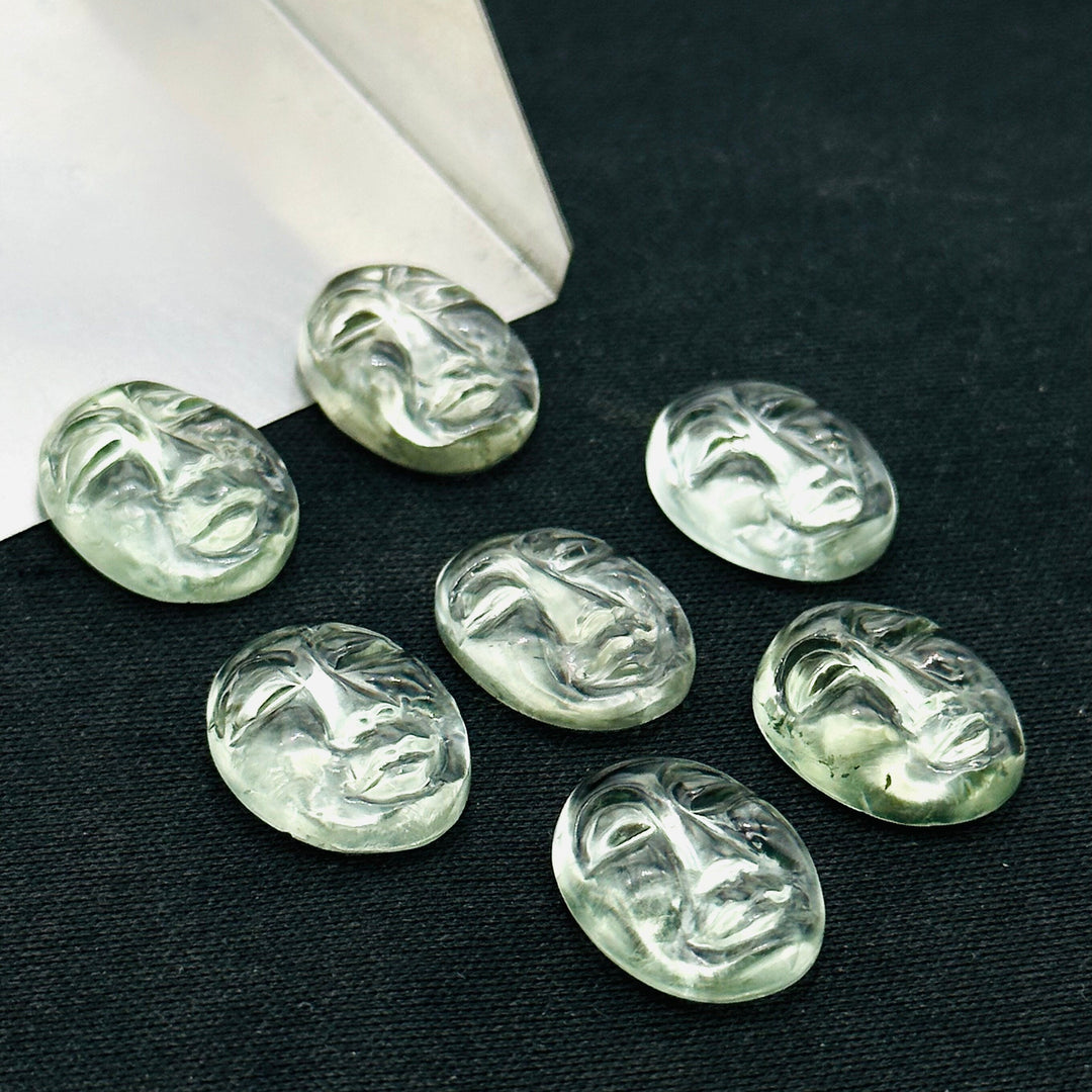 1,2,3,4,5 Pcs Natural green Amethyst oval face Shape Carving, Hand carved fancy shape Gemstone, carved Gemstone jewelry Making,18X14 mm