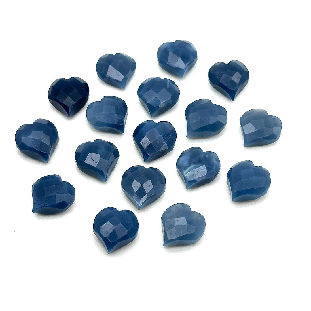 AAA Blue Opal Heart Shape Beads, Blue Opal Faceted Heart Shape Briolette's, Hand Carved Heart Charms for Jewelry Making, 13 MM, Opal Beads