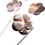 Load image into Gallery viewer, 1 Pc Natural Black Mother of Pearl Flower Shape Carvings, Pearl Flower Shape Beads for Jewelry Making, Center Hole