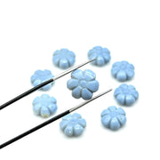 Natural Blue Opal Flower Shape Carved Gemstone, Blue Opal Flower Shape Carving, Carved Gemstone For Jewlery 12 mm, Craft Making Flower Charm