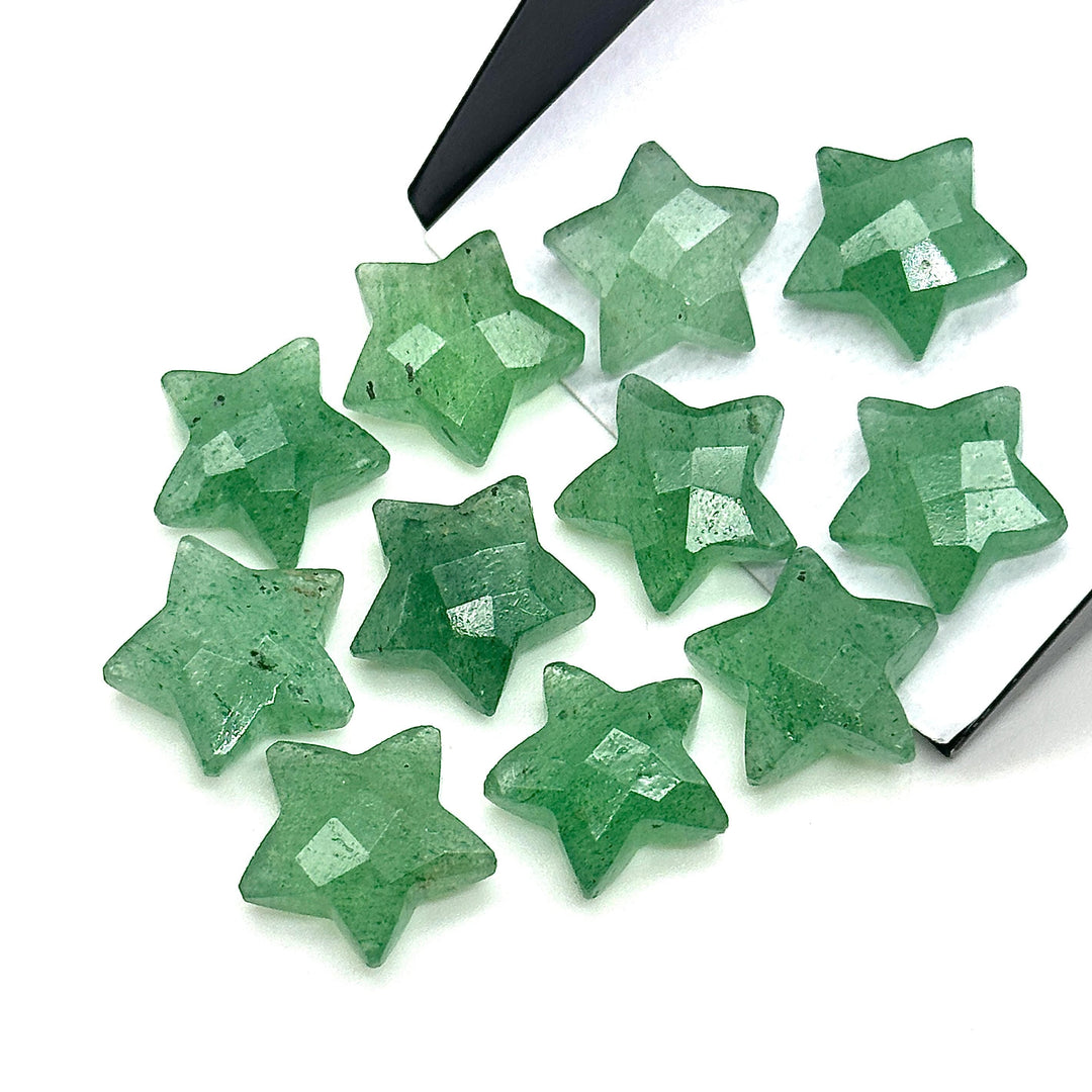 Natural Green Strawberry Star Shape Briolettes, Strawberry Quartz Star Beads, Hand Carved Star for DIY Crafts, Shiny Star for Jewelry, 15 MM