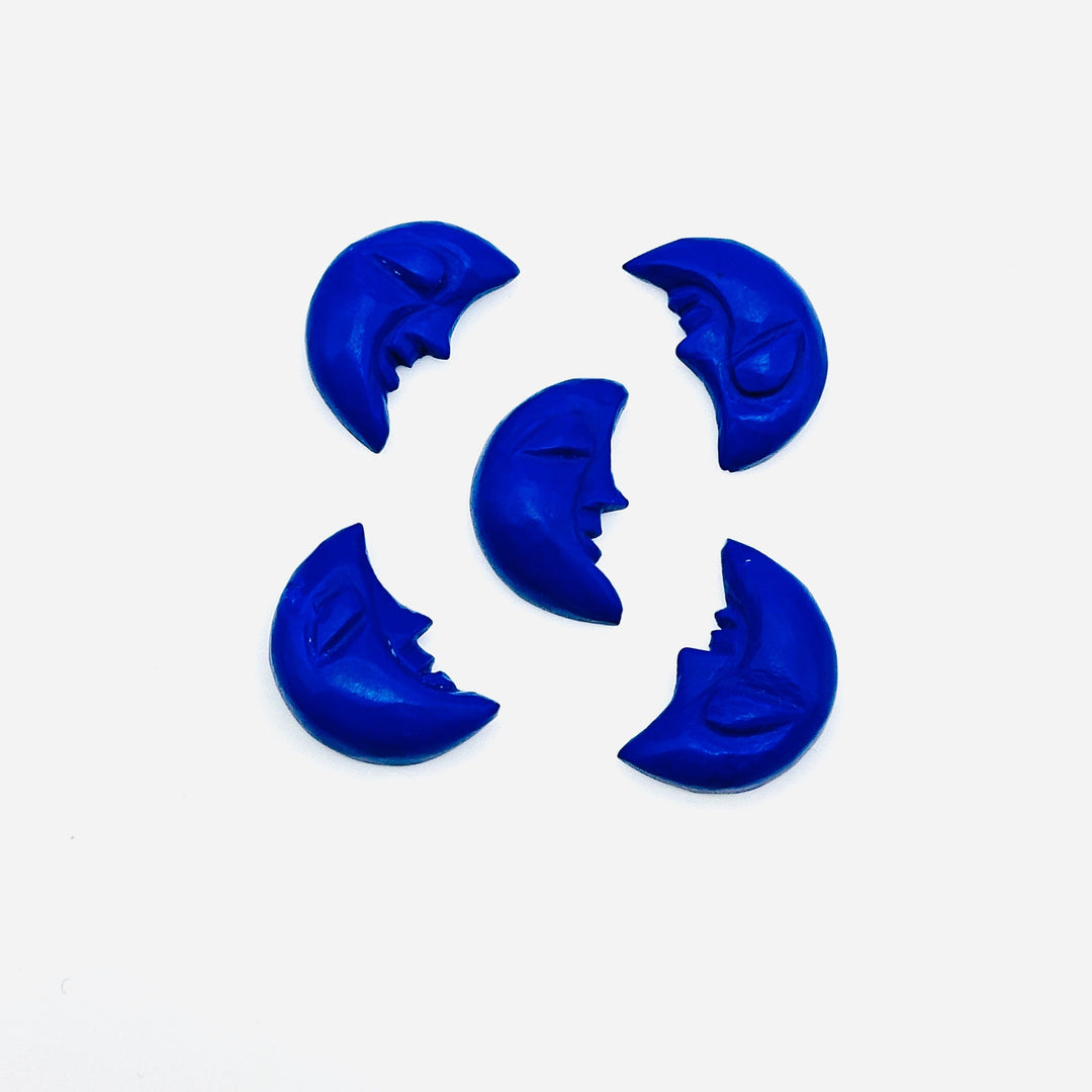 Hand Carved Lapis Lazuli Moon Face, Dark Blue Lapis Lazuli, 18X13 MM, Jewelry Making Carving Gemstone, Carved Face Crystal, Face Charm Beads