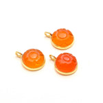 Load image into Gallery viewer, Natural Carnelian Flower Pendant 17mm, 925 Sterling silver Gold Plated Orange Round Shade Charms Pendant For Making Jewelry