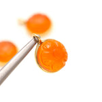 Load image into Gallery viewer, Natural Carnelian Flower Pendant 17mm, 925 Sterling silver Gold Plated Orange Round Shade Charms Pendant For Making Jewelry