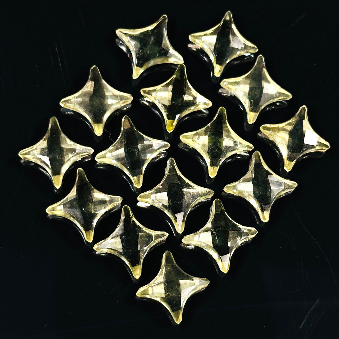 Natural Lemon Quartz Ninja Star Shape Carving Beads, Ninja Star Shape Gemstone Beads, 11X15 MM Jewelry Making Beads, Star Shape Briolettes